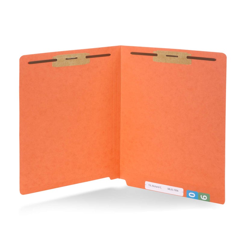 Blue Summit Supplies 50 Orange End Tab Fastener File Folders - Reinforced Straight Cut Tab - Durable 2 Prongs Designed to Organize Standard Medical Files, Receipts, Office Reports, and More - Letter Size, Orange, 50 Pack - Image 1